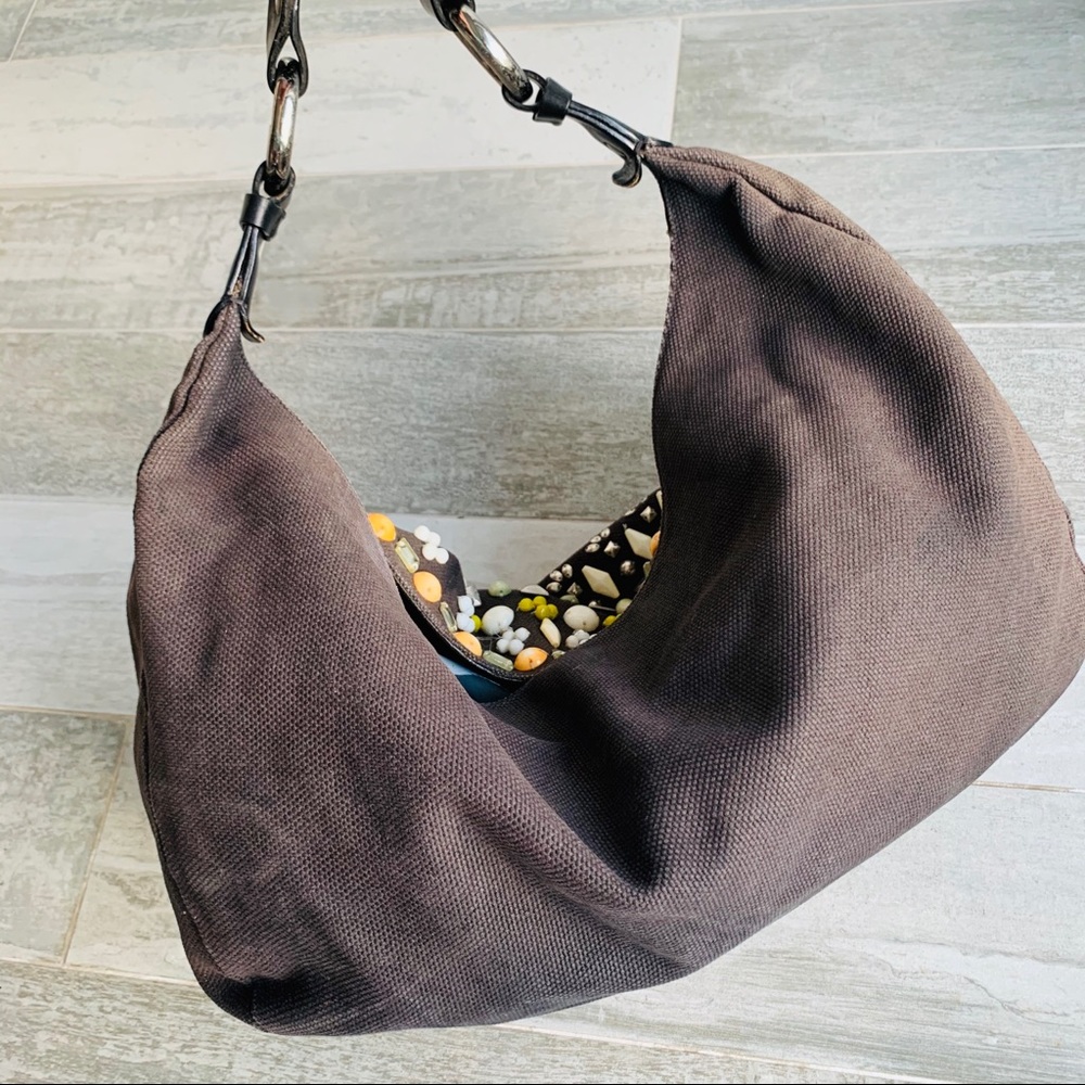 Chloe Beaded Studded Heavy Leather Big Hobo Slouchy Bag - Picture 10 of 16